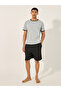 Slogan Print Round Neck T-Shirt and Shorts Pyjama Set