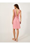 Plain V Back Lace Trim Knee Length Slip Dress - 5
