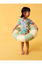Sun Proof Upf50 One Piece Multi Color Pastel Floral Print Swimsuit with Sleeves Alyf66544 - 3