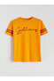 Orange Crew Neck Galatasaray Bas Printed Z Kids' T-Shirt by Güli̇s Gi̇yi̇m