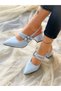 Veroni̇ka Baby Blue Patent Leather Strappy Buckle 5 cm Heeled Sandals - 6