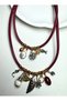 Zr Brand Burgundy 2-Piece Charm Pearl Pendant Necklace Set - 3
