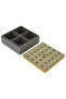 Divided Wooden Box with Lid from Alsaif Gallery, 17×17×7 cm, Square, Golden Engravings - Gray - 2