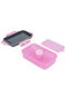 Saif Gallery Plastic Lunch Box, Rectangular with Lid, 1.2 L - Pink - 2