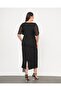 Women's Black Plus Size Chiffon and Stone Detailed Evening Dress - 7