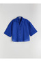 Lcw Vision Blue Oversize Linen Women's Shirt