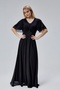 Women's Chiffon Waist Embroidery Detail V Neck Robe Pleated Flowy Fabric Long Evening Dress Hv06063045 - 6