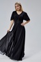 Women's Chiffon Waist Embroidery Detail V Neck Robe Pleated Flowy Fabric Long Evening Dress Hv06063045 - 2