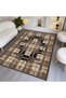 Kemal Collection Brown Beige Tones Plaid Detailed Classic Patterned Woven Base Decorative Carpet Kemal75 - 2