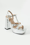 Elera Women's Buckle Detailed Platform Thick Heeled Shoes Silver - 2