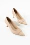 Hira Women's Tape Detailed Short Heeled Shoes Beige - 3