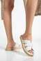 WHITE GENUINE LEATHER WOMEN SLIPPERS