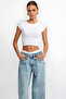 Crop Viscose and Modal Blended Crop Top White Women's t Shirt - 4