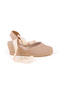 Real Handmade Open Back Wide Drawstring Wedge Heel Linen Women's Espadrille Handmade - 3