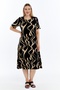 Short-Sleeved Loose Black Camel Patterned Women's Dress - 3