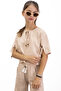 Beige Halter T-Shirt and Girl's Pants 2 Piece Set 21187 - 2