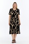 Short-Sleeved Loose Black Camel Patterned Women's Dress