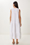 Flounced Summer Muslin Dress Ecru Lmx0087 - 7