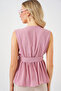 Women's Double Breasted Collar Sleeveless Blouse 966 - Powder - 6