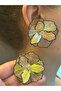 Zircon Stone Design Flower Women's Earrings 5 cm Black - 3