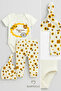 Aunt's Honey Written 3-Piece Baby Set, Short Sleeve Snap Body Suit, Bee Patterned Pants, Beanie - 5