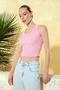 Pink Square Neck Blouse-Skirt Knitwear Slim Blouse Twoss25Bz00297 - 2