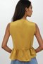 Women's Mustard V-Neck Bow Detailed Skirt Flounced Aerobin Blouse Alc-X14179 - 3