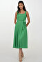Green Square Collar Strap Lined Maxi Length Scallop Dress Alc-X14180 - 2
