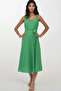 Green Square Collar Strap Lined Maxi Length Scallop Dress Alc-X14180 - 3