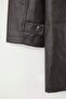Wardrobe Essentials Koyu Kahverengi Suni Deri Oversize Midi Trençkot TWOAW26TR00009 - 8