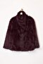 Bordo Regular Kalıp Kürk Büyük Beden Mont TBBAW25AW00000 - 11