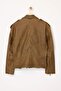 Kahverengi Oversize Kalıp Yıkama Efekctli Suni Deri Biker İnce Ceket Mont TWOAW25MO00010 - 15