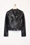Siyah Regular Kalıp Suni Deri Biker İnce Ceket Mont TWOAW25MO00002 - 9