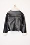 Siyah Oversize Kalıp Peluş Detaylı Suni Deri Biker Ceket Mont TWOAW25MO00001 - 16