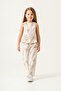Girl's Ecru Floral Patterned Poplin Linen Blouse and Pants Set - 3