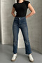 Tint Brown Length Fit Cut-Out Leg Jeans - 8