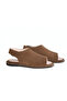 Tan Suede Genuine Leather Velcro Women's Daily Sandals - 5