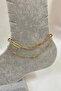 Gold Color Paperclip and Ball Model 2-Piece Chain Steel Anklet - 3