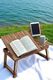 Adjustable Laptop Stand with Folding Legs Laptop Desk with Phone Compartment - 5