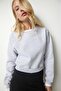 100% Cotton Gray Melange Ultra Quality Diagonal Raised 3 thread Crew Neck Basic Sweatshirt - 3