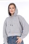 Premium Quality 100% Cotton 3 thread Gray Melange Hooded Kangaroo Pocket Lace Up Short Crop sweatshirt - 5
