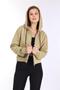 100% Cotton Without Raised High Quality Light Khaki 3 thread Hooded Women's Crop Sweatshirt with Zipper Pocket - 4