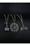 Thor Hammer, Large Viking Compass and Viking Ax Silver Color Necklace Set