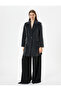 Cashmere Coat Single Button Covered Pocket Shiny Textured - 3