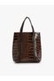 Tote Bag Crocodile Faux Leather Zipped Snap Closure - 2