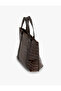 Tote Bag Crocodile Faux Leather Zipped Snap Closure - 4