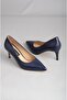 Seç 2578 Genuine Leather Stiletto (Heel Height: 7 cm) Dark Blue - 8