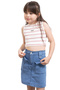 Blue Front Pocket Elastic Waist Girl's Jean Shorts Skirt 21122 - 3