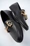 Genuine Leather Printed Black Women's Leather Ballerinas Pcc-F07