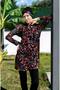 Red Flower Patterned Full Size Lycra Digital Hijab Swimsuit-2416